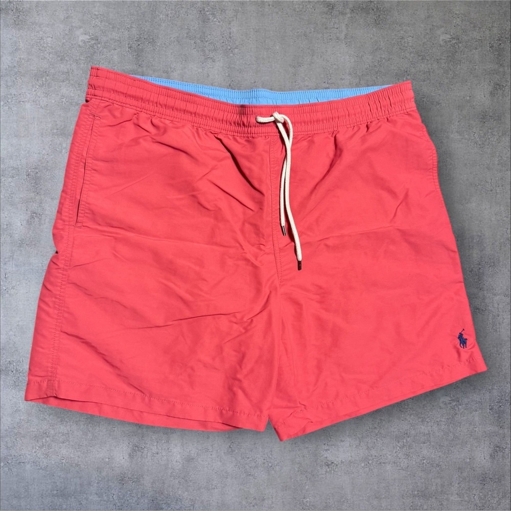 Men's Polo Ralph Lauren Swim Shorts Pink 3 Pocket Mens Large Preppy No Liner